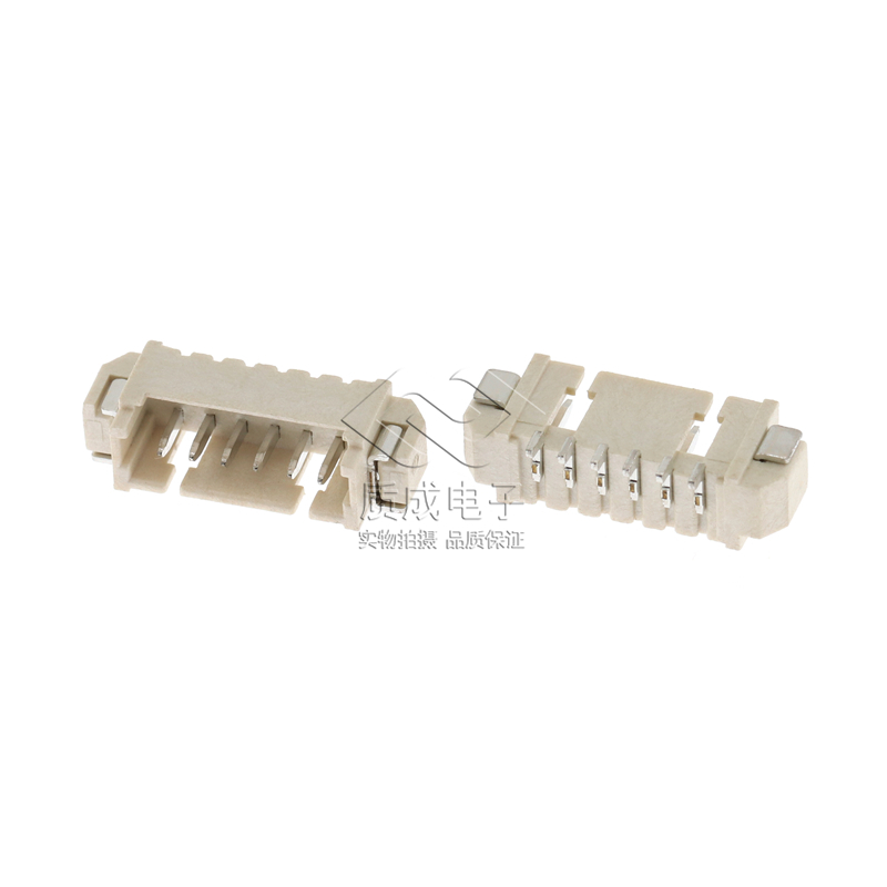 MX1.25-6P卧贴针座1.25-6A米色耐高温LCP卧式贴片板对线SMT接插件